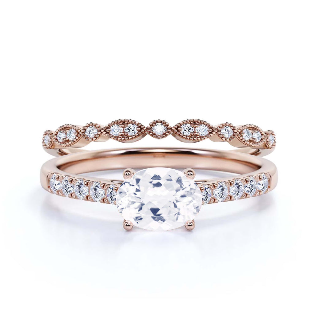 2.00 Carat Oval Cut Diamond Moissanite Engagement Ring in 925 Sterling Silver With 18k Rose Gold Plating G80192