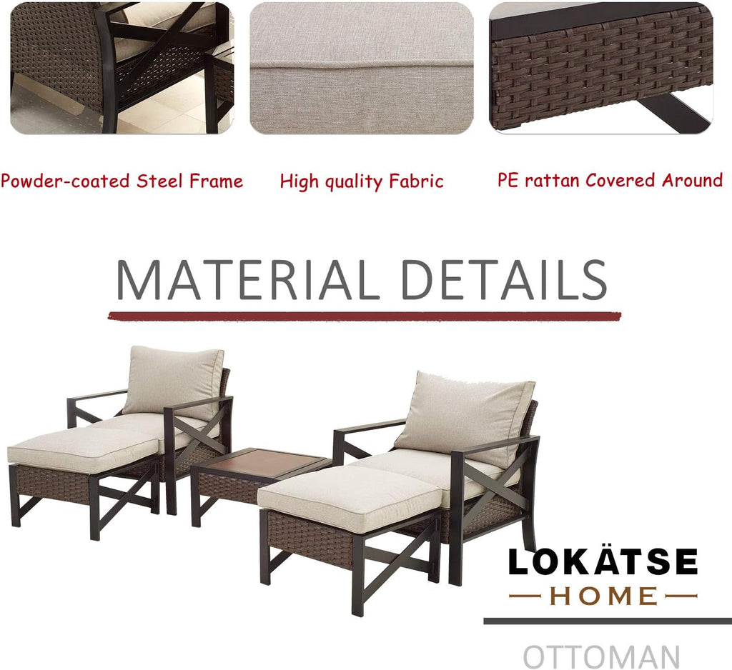 5 Piece Outdoor Wicker Conversation Sofa Set with Cushion and Coffee Table D362