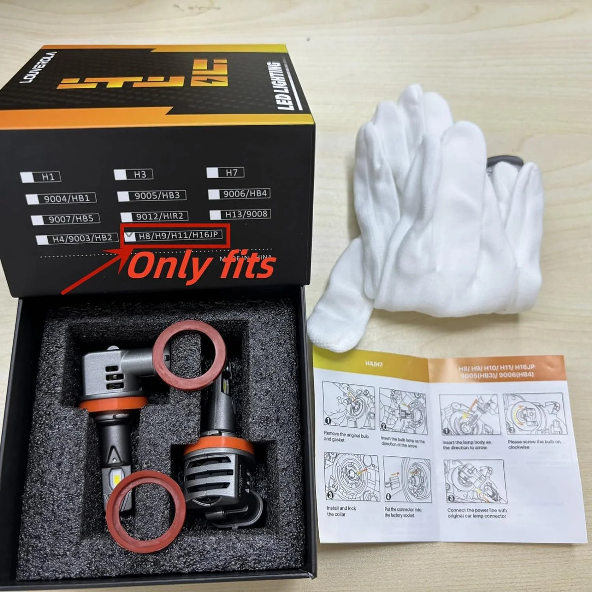 6500K Cool White LED Headlight Bulbs, Pack of 2 P77000