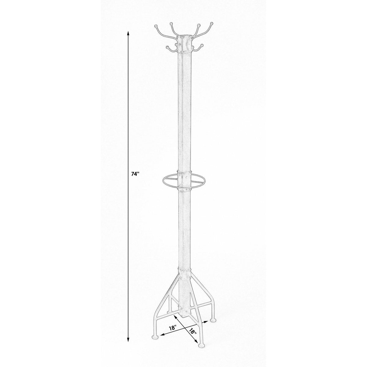 Wood & Antique Gold Coat Rack Tree X964