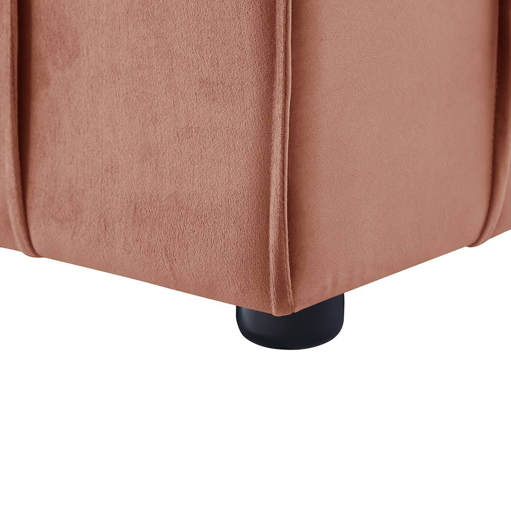 Navy Velvet Ottoman F325980