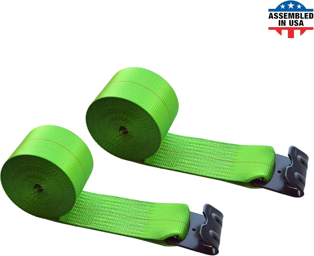 4 - Pack Yellow Heavy Duty Tie-Down Winch Strap with Flat Hooks I913