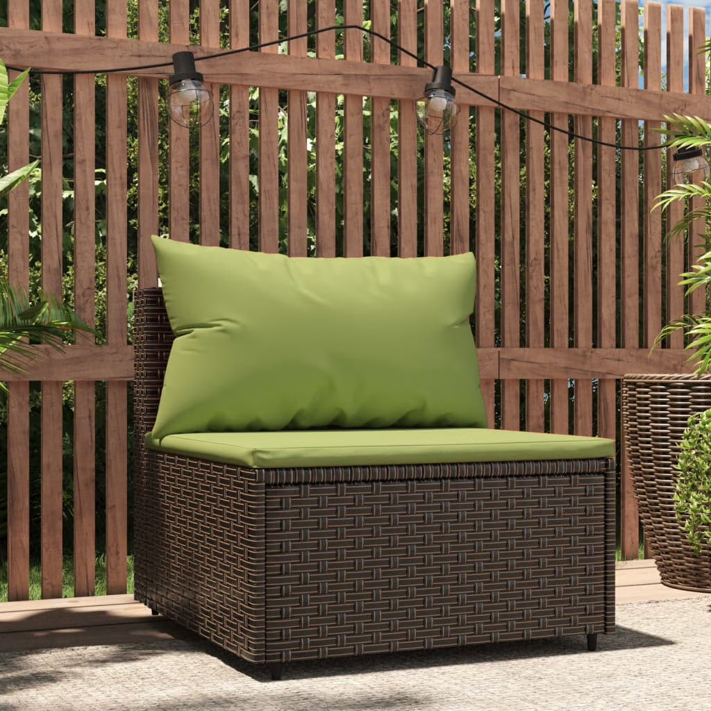 Brown Poly Rattan Patio Sofa with Cushions W47642