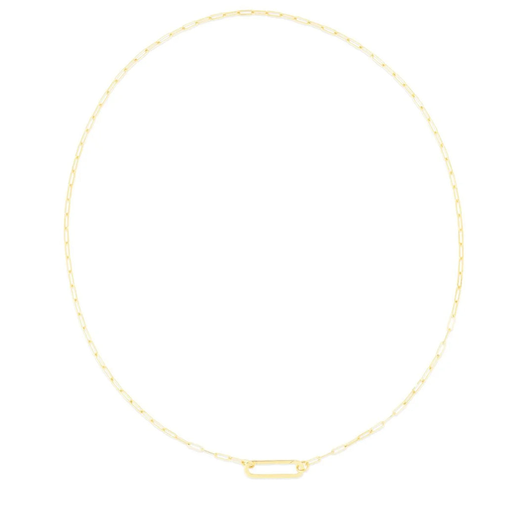 14K Yellow Gold Elongated Link Paperclip Necklace with Push-lock Clasp - 18" Y892161