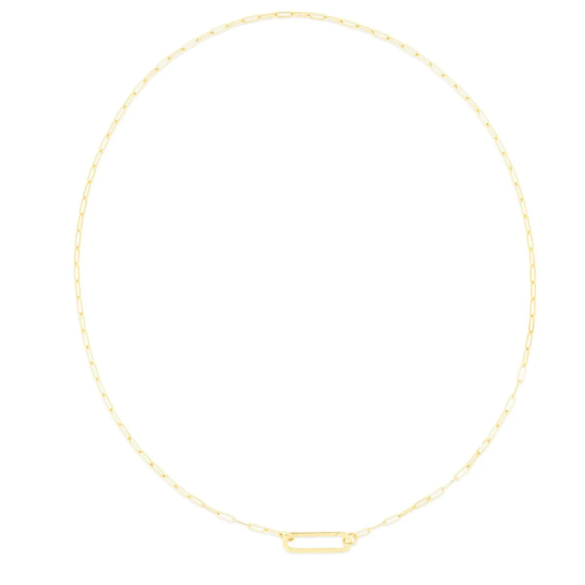 14K Yellow Gold Elongated Link Paperclip Necklace with Push-lock Clasp - 18" Y892161