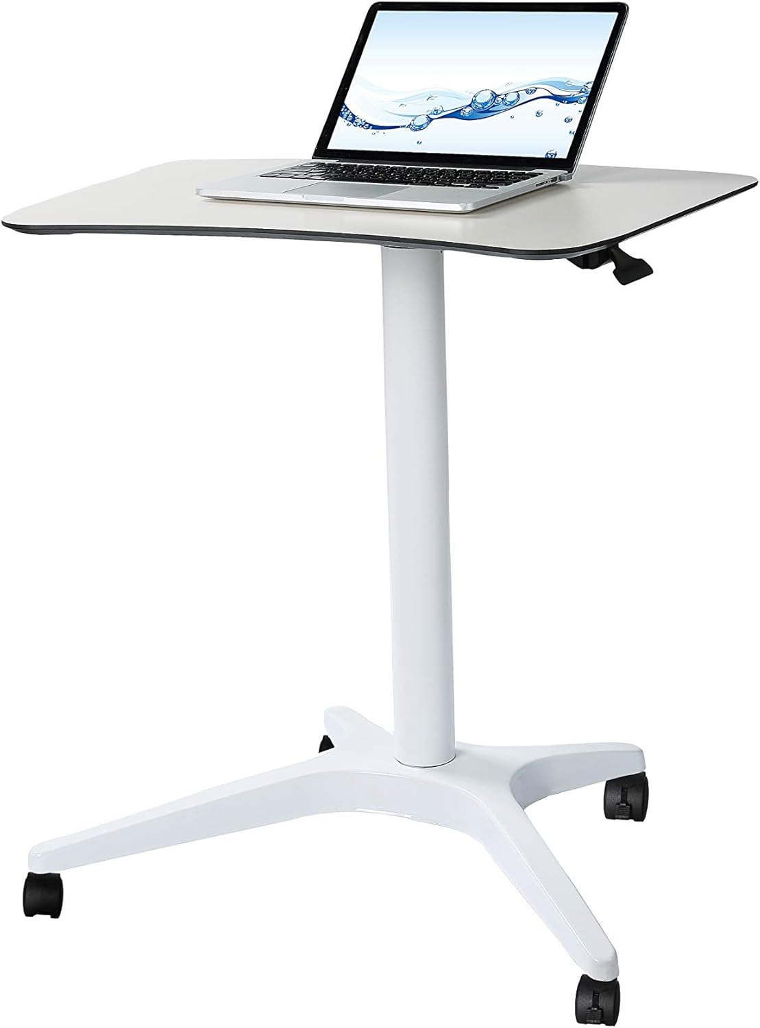 White Pneumatic Adjustable Height Laptop Desk with Mobile Stand K5311
