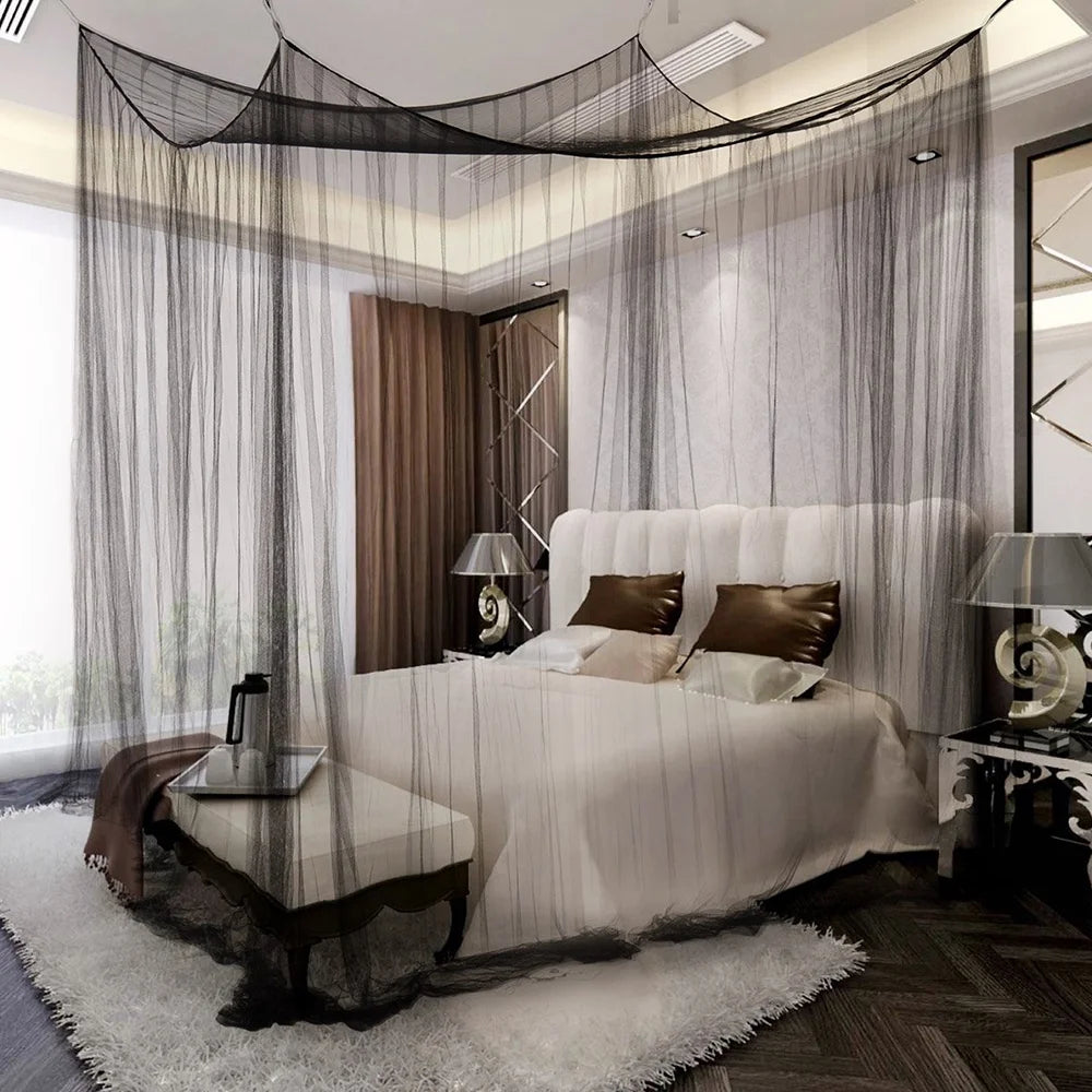 Black Mosquito Net Canopy for Double Beds W342682