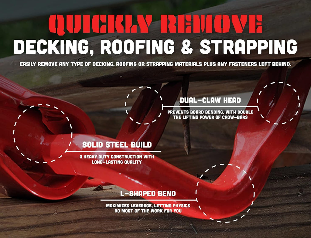 Red Steel Pallet Buster Deck Wrecker Tool, 44 Inch Non-Slip Handle, Pack of 2 C498258