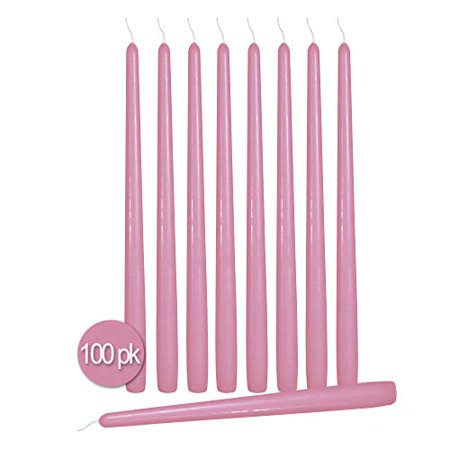 12 inch Rose Pink Taper Candles (100 Pack) M791334