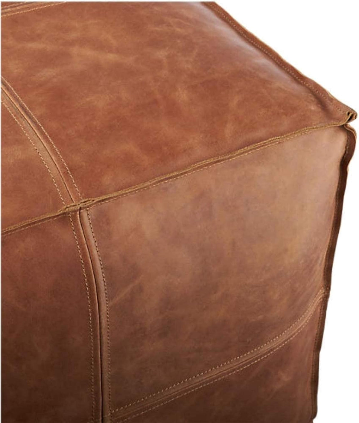 Leather Moroccan Pouf Seat Ottoman 16x20x20” I3421