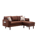 Brown Sectional Sofa Chaise with USB Charger & Pillows D292