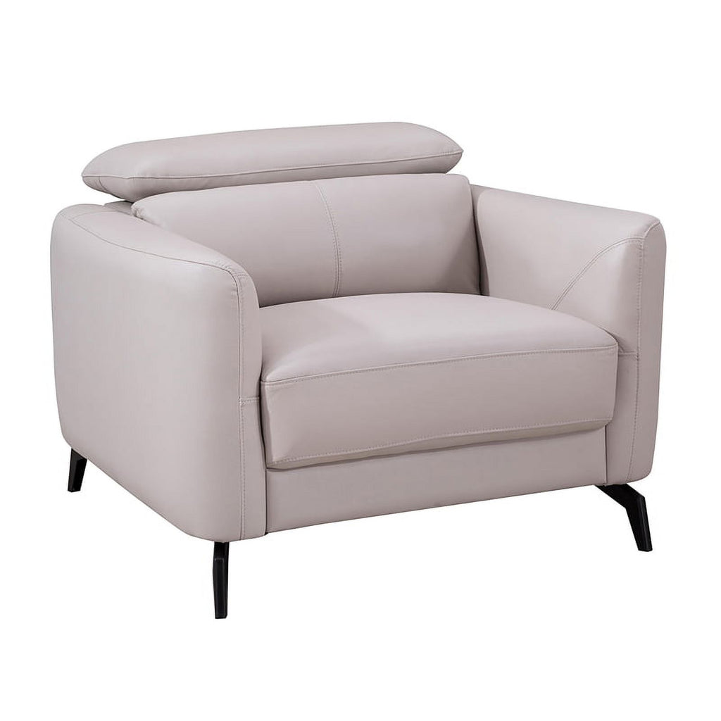 Genuine Leather Accent Chair in Light Gray R92244