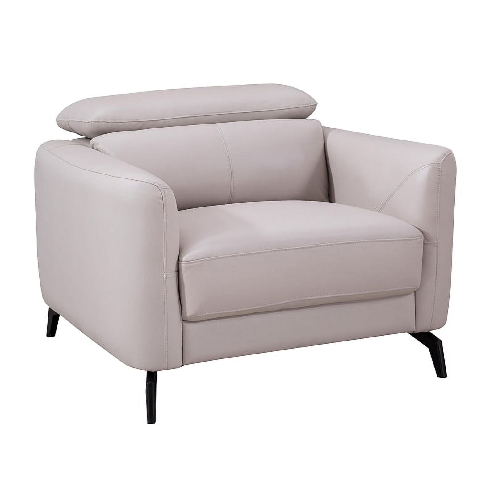 Genuine Leather Accent Chair in Light Gray R92244