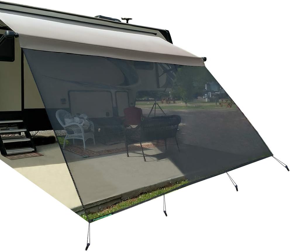 Navy Blue Mesh RV Awning Sunshade Screen L99876
