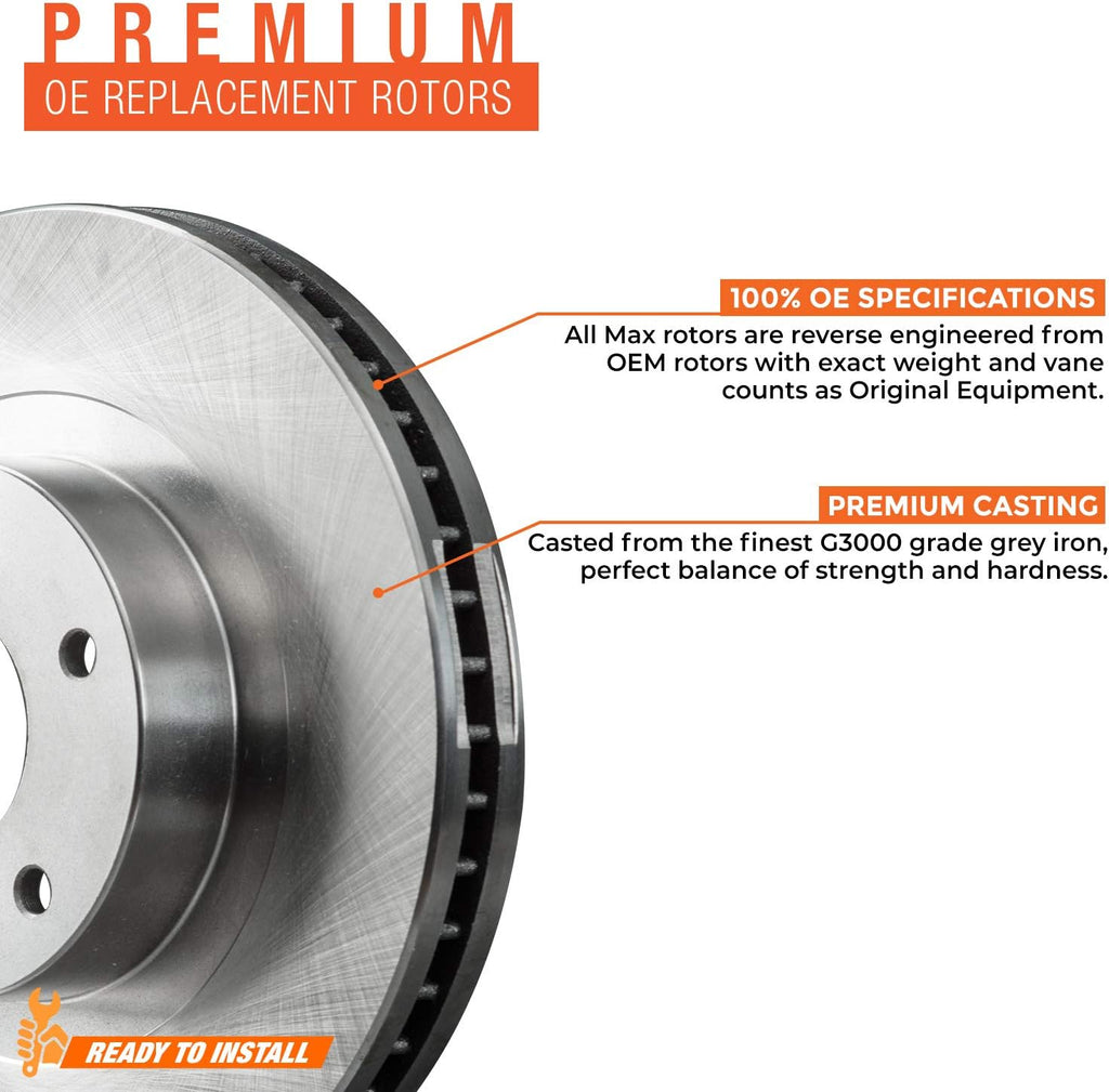 Front + Rear Max Brakes Premium OE Rotors with Carbon Ceramic Pads L306