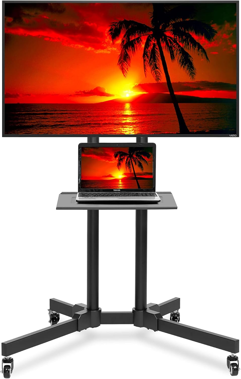 Rolling TV Stand Mobile TV Cart with Wheels H28706
