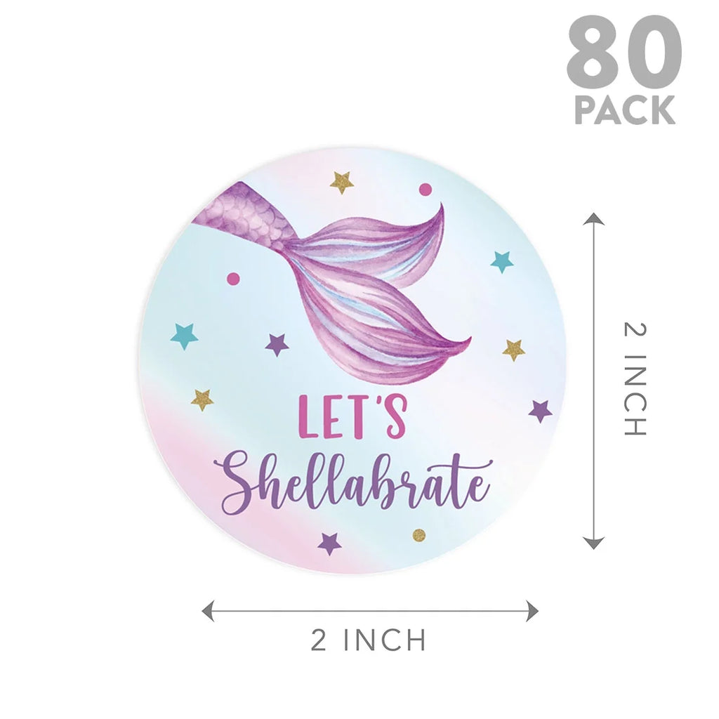 80-Pk 2-Inch Round Mermaid Stickers Y550