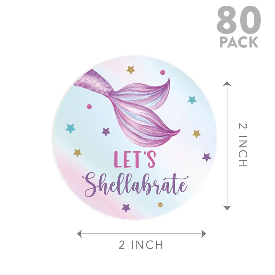 80-Pk 2-Inch Round Mermaid Stickers Y550