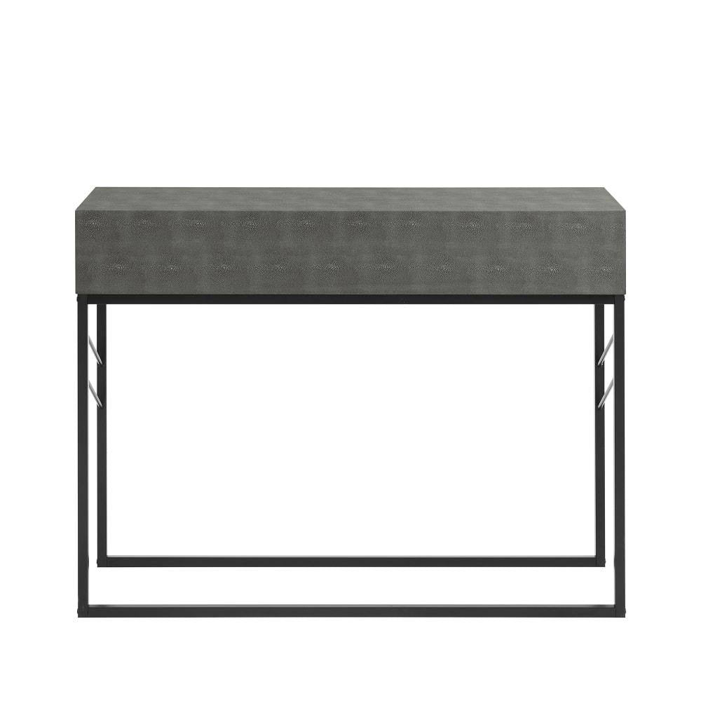 Grey 2-Drawer Faux Shagreen Entry Table I219325