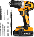 Cordless Drill/Driver Kit, 20V MAX 3/8" Compact Drill Set with 2.0A Battery, Charger, 24pcs Accessories H41655
