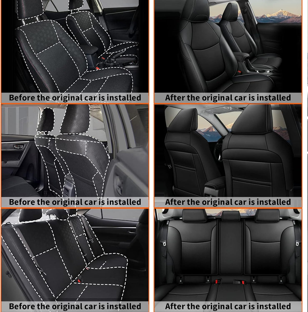 Black Faux Leather Full Set Car Seat Covers for Toyota RAV4 T45804