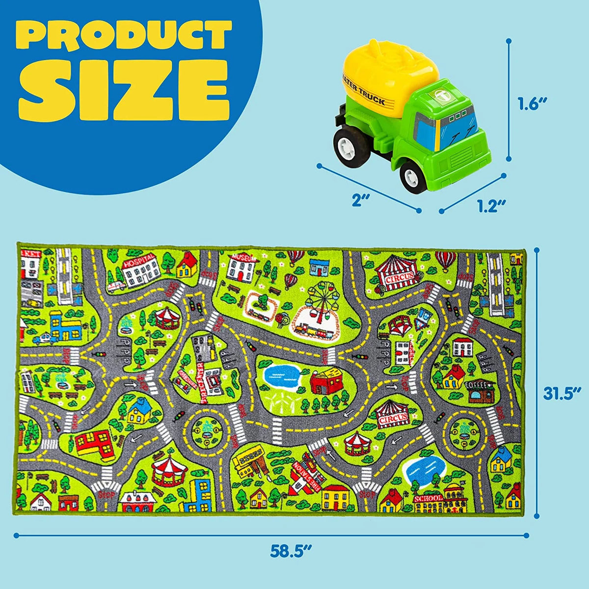 12 Pull-Back Vehicle Kids Carpet Playmat Rug O340588