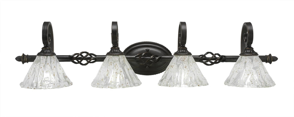 Four Light Bath Bar Dark Granite Finish with Italian Ice Glass M9479