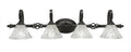 Four Light Bath Bar Dark Granite Finish with Italian Ice Glass M9479