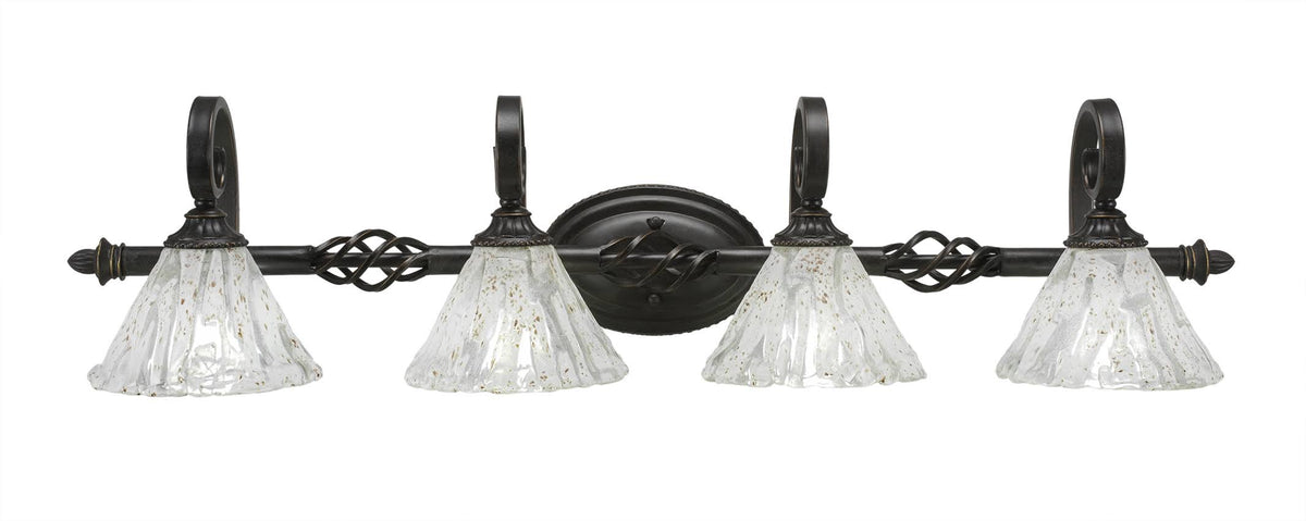 Four Light Bath Bar Dark Granite Finish with Italian Ice Glass M9479