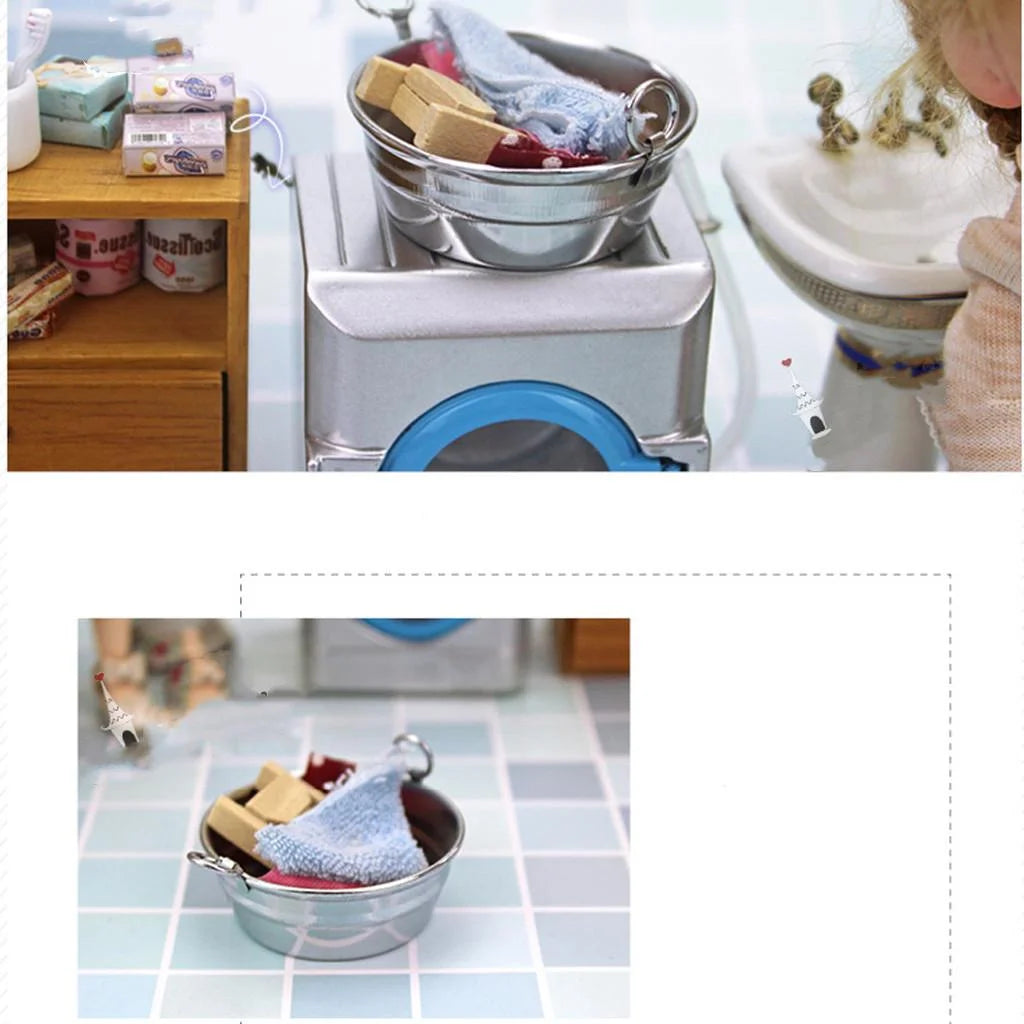 1:6 Dollhouse Tin Wash Tub with Handles H20908