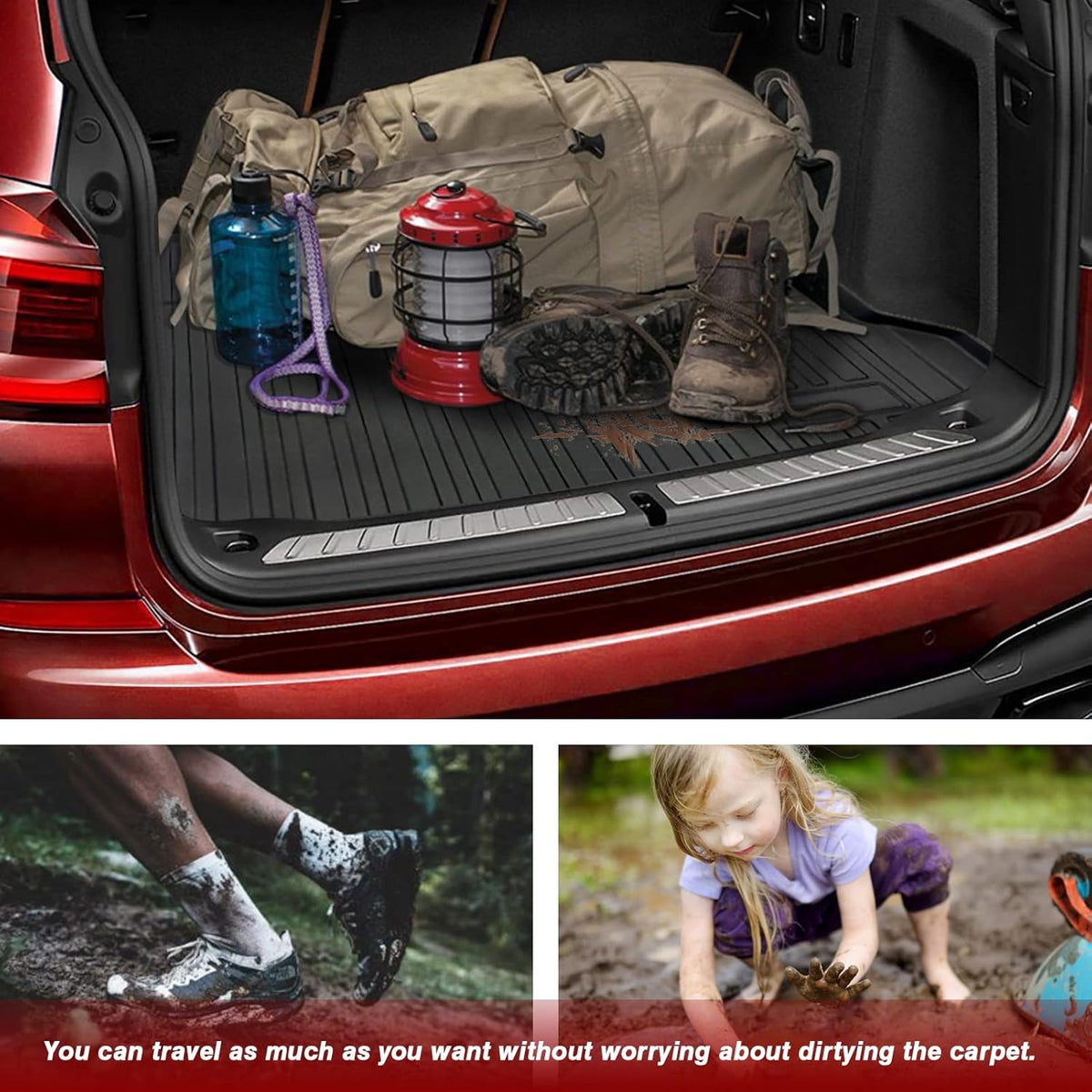 Black TPV Rear Trunk Cargo Mat Pack of 2 Q3904