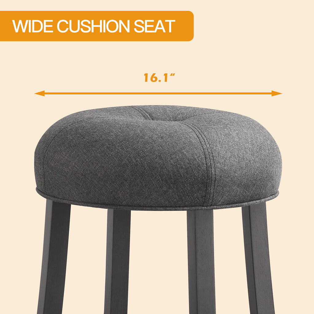 Grey Upholstered Counter Height Bar Stools Set of 2 I7988