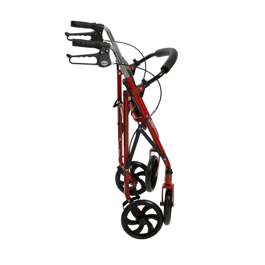Red Four Wheel Rollator Walker with Fold Up Removable Back Support W180404