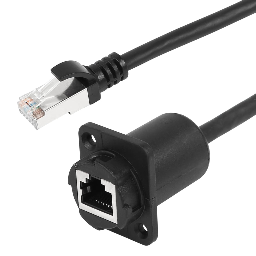 35cm RJ45 Male to Female Cat5 5e 6 Waterproof Panel Mount LAN Ethernet Extension Cable Pack of 2 K6681