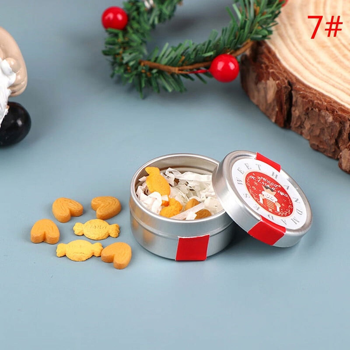 1:12 Dollhouse Miniature Christmas Cookies Tin Box Decor Toy Y6904