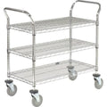 Chrome 3 Shelf Utility Cart with Polyurethane Brake Casters Q957217