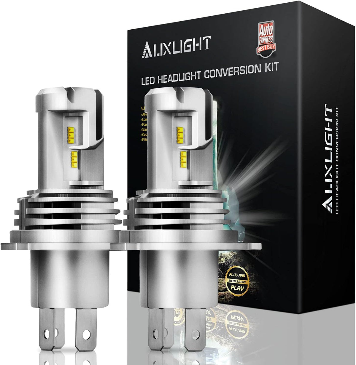 9006/HB4+9005/HB3 High Low Beam LED Headlight Bulbs Combo Kit, 12000LM Per Pair 6500K Xenon White (Pack of 4) S232