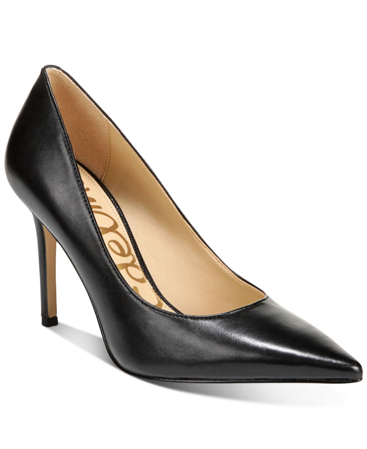 Black Leather Pumps V835