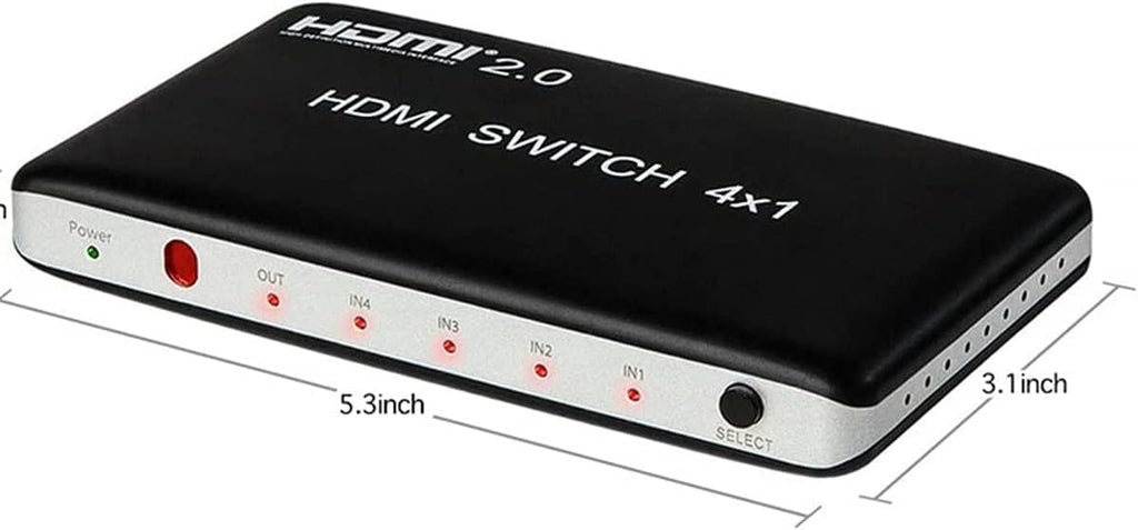 4 Port HDMI Switch HDMI2.0 4K@60Hz with IR Wireless Remote Control, Pack of 2 C2606
