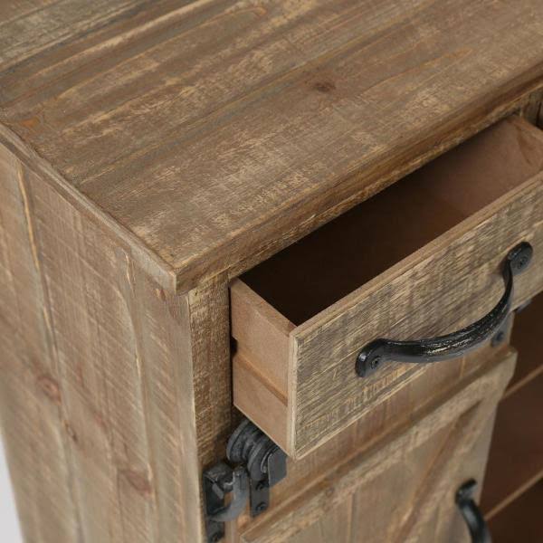 Rustic Brown Wood Sliding Barn Door Cabinet O519