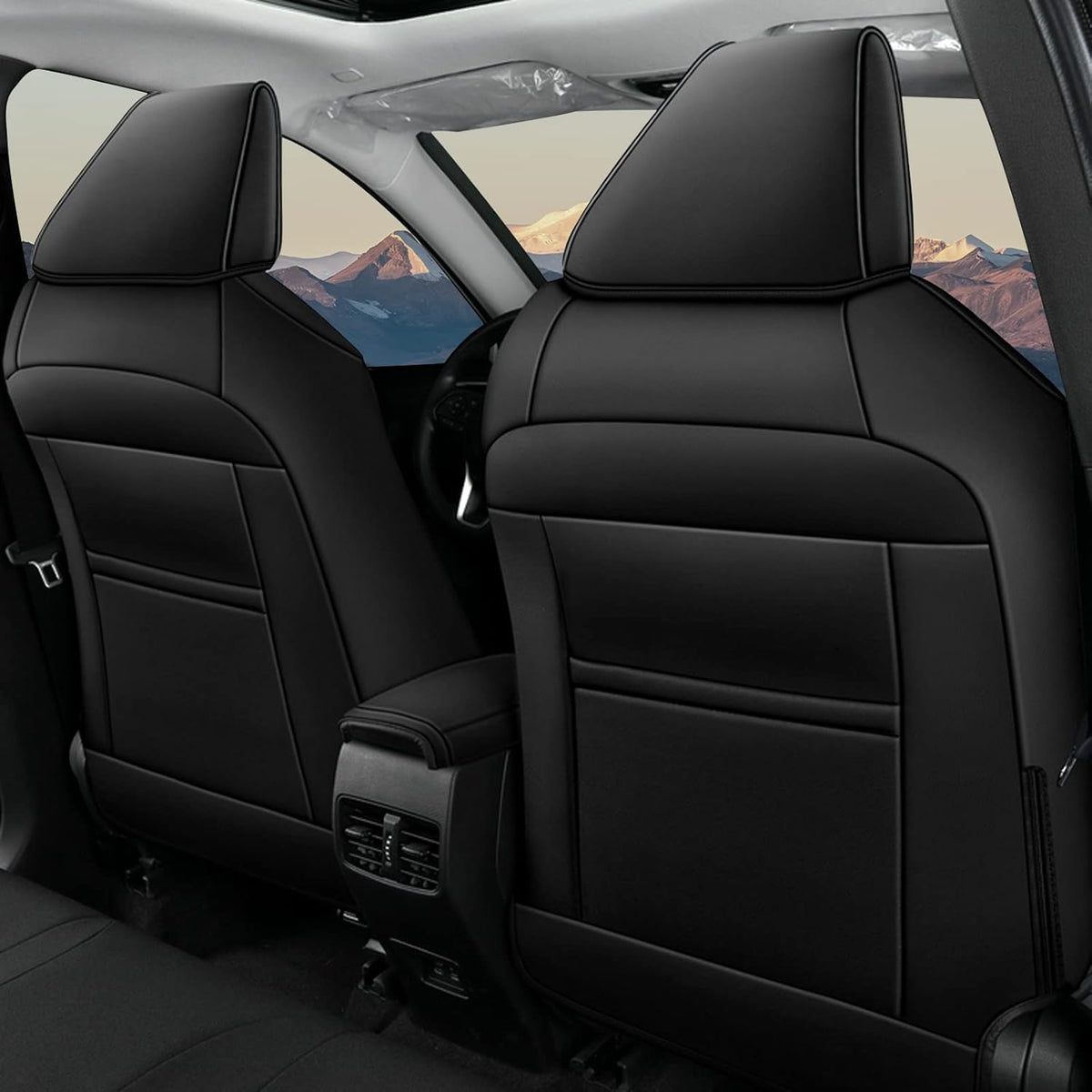 Black Faux Leather Full Set Car Seat Covers for Toyota RAV4 T45804