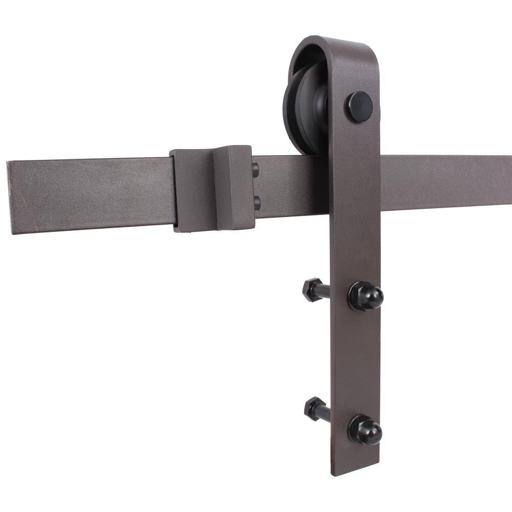 Walnut Stained Knotty Pine Wood Interior Sliding Barn Door with Hardware Kit O935944