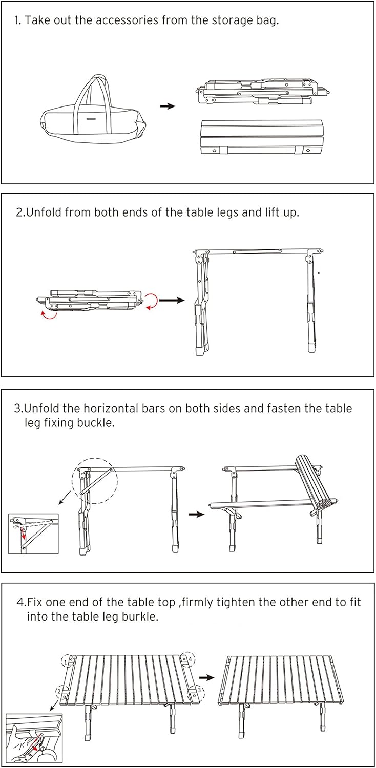 Rustic White Wood Folding Camping Table with Carrying Case D390