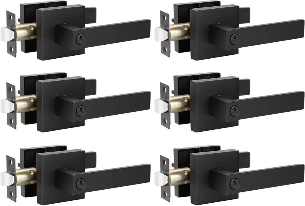 6 Pack Matte Black Door Lever Lockset V493