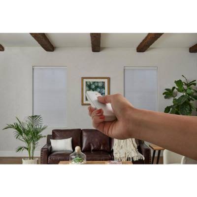 White Cordless Blackout Motorized Cellular Shade with Remote Control - 32.5 in. W x 48 in. L V286