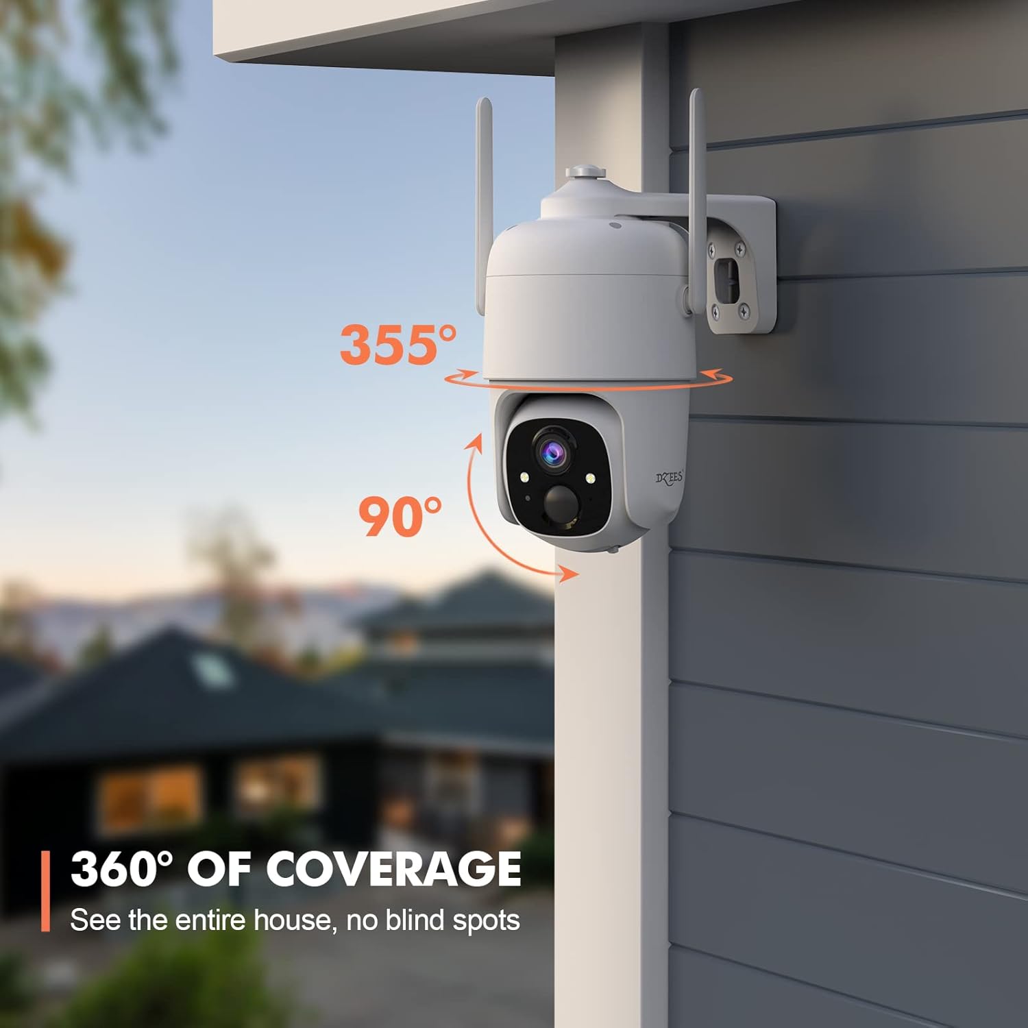 Wireless Security Camera Outdoor WiFi Battery Powered 360° PTZ Color Night Vision IP66 N388678
