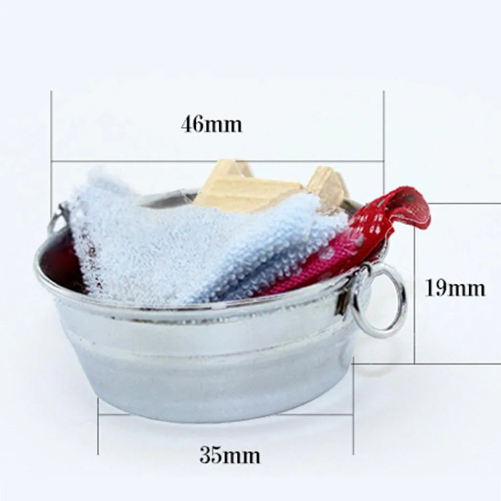 1:6 Dollhouse Tin Wash Tub with Handles H20908