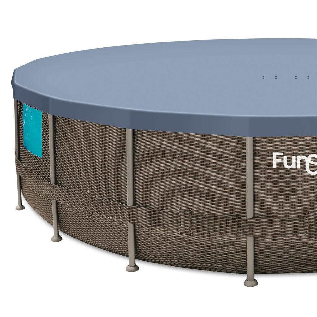 18 ft Crystal Vue Oasis Designer Pool, Round Above Ground Frame Swimming Pool N8933