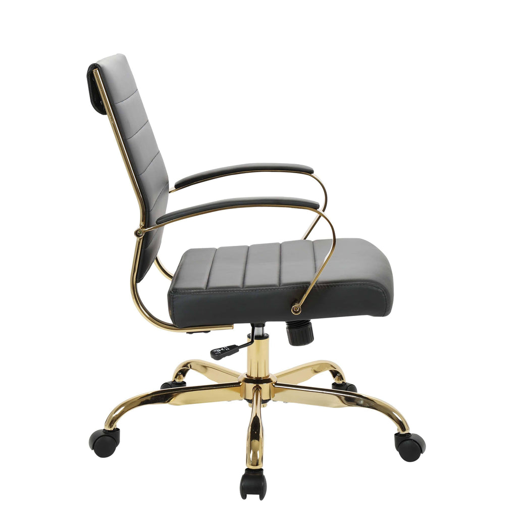 Black Leather Office Chair with Gold Frame N5146