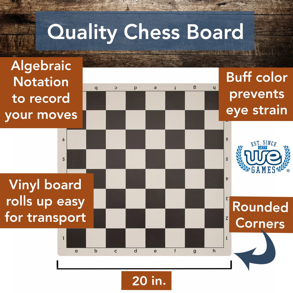 Tournament Chess Set - 20 in. Vinyl Board, Staunton pcs S567